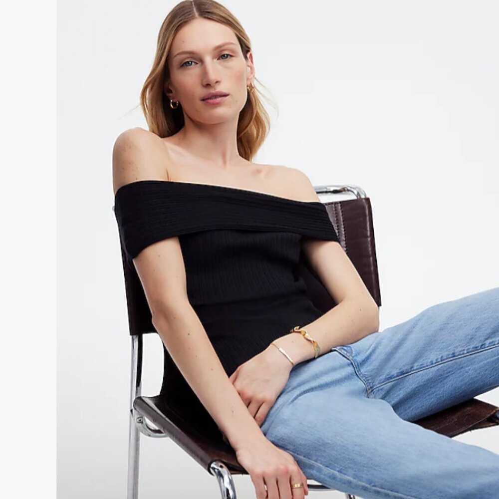 NWT Madewell Off Shoulder Long Sleeve Top *RED* $62